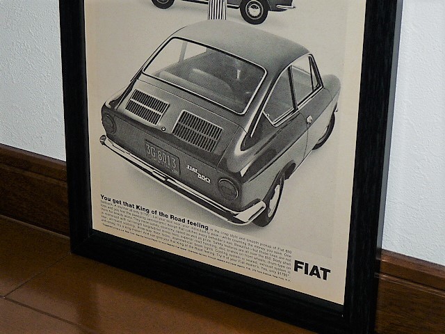 1967年 USA '60s 洋書雑誌広告 額装品 Fiat 850 Fastback フィアット ファストバック ( A4サイズ )_画像3