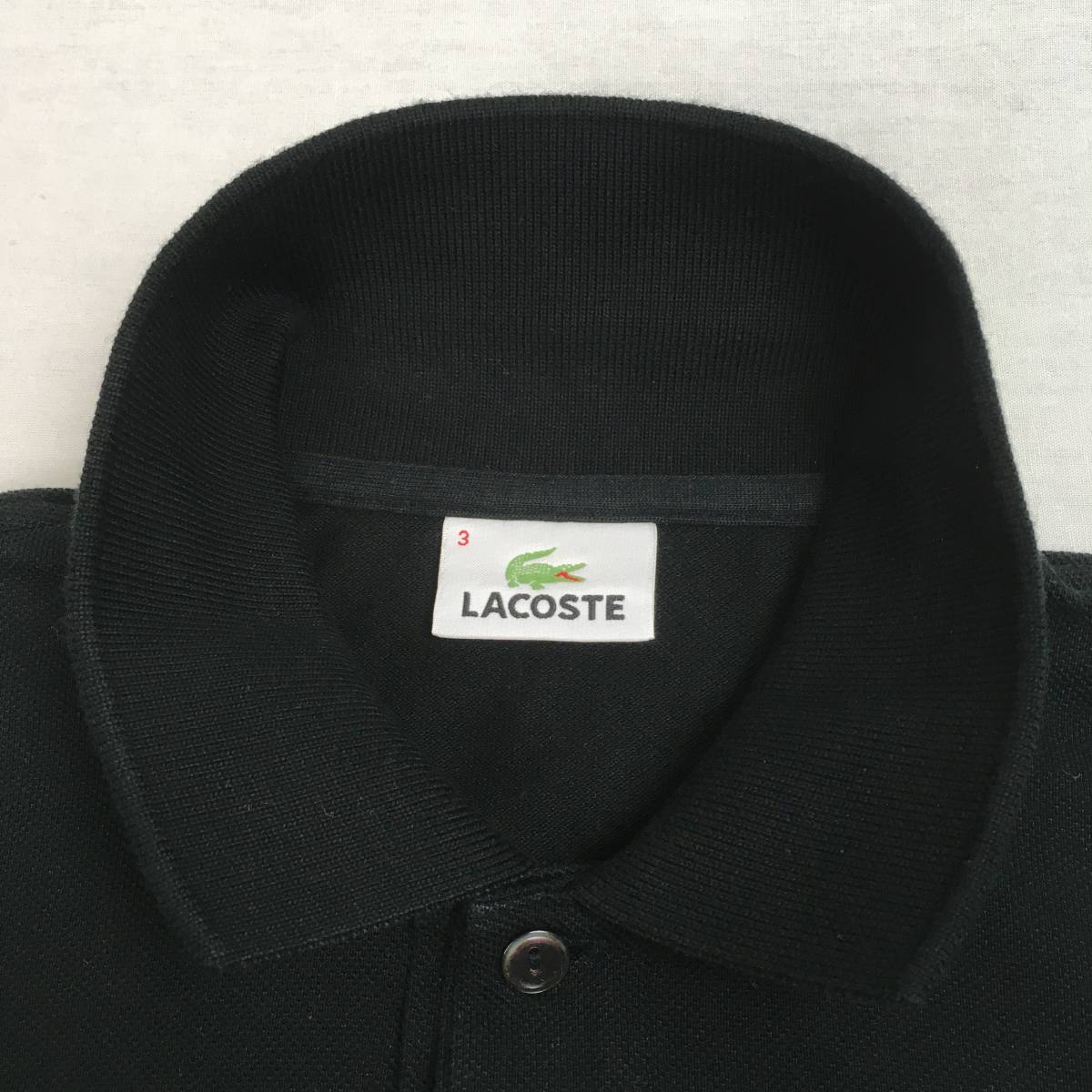 LACOSTE ラコステ ポロシャツ PH050P 鹿の子 サイズ3 ブラック 日本製 半袖 シャツ_画像3