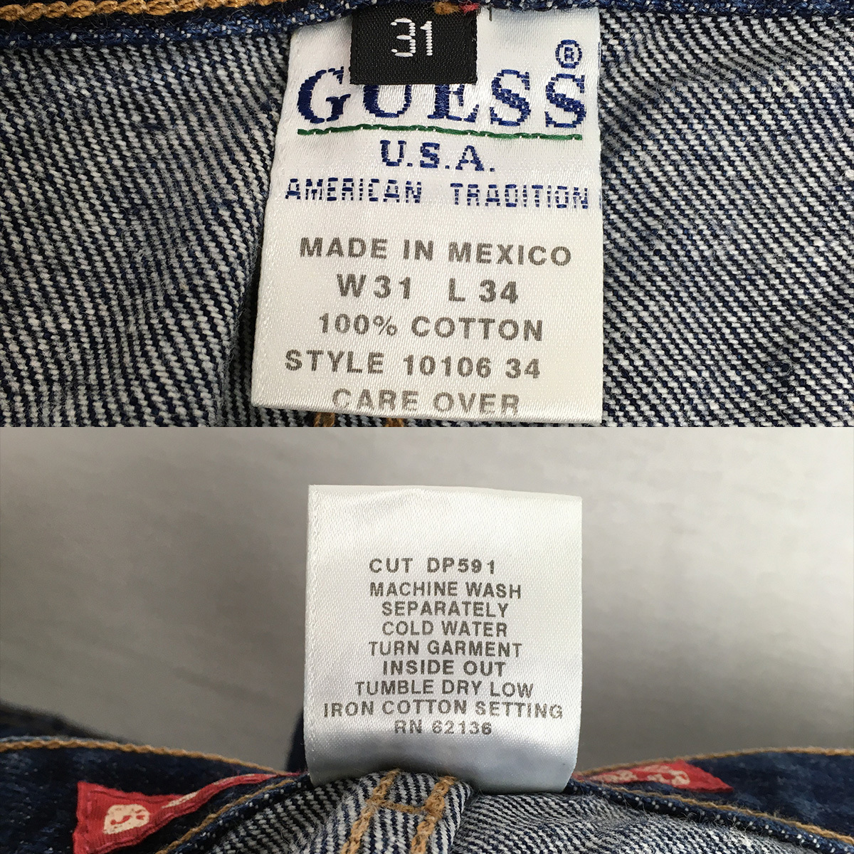 GUESS ゲス ESTABLISHED 1981 ストレート デニム ジーンズ W31 L34 ジップフライ_画像10