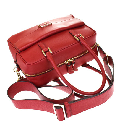 【中古】 美品 アニヤハインドマーチ ANYA HINDMARCH カーカー ハンドバッグ ショルダー 2WAY レッド レザー 保存袋付き 36MG650_画像7