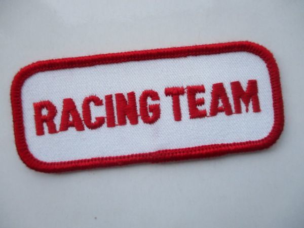 レーシング チーム RACING TEAM 長方形 赤 ロゴ ワッペン/ 刺繍 F1 自動車 カー用品 整備士 作業着 ビンテージ 48_画像2