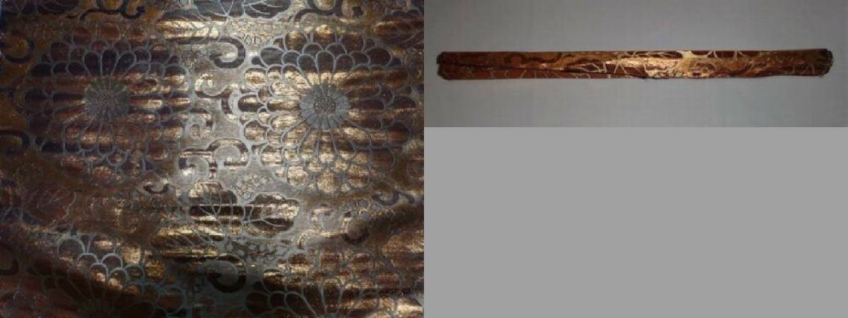 稀少 アンティーク 豪華絢爛 菊 金襴 絹 仏具 法衣 袈裟 横被 装束 打