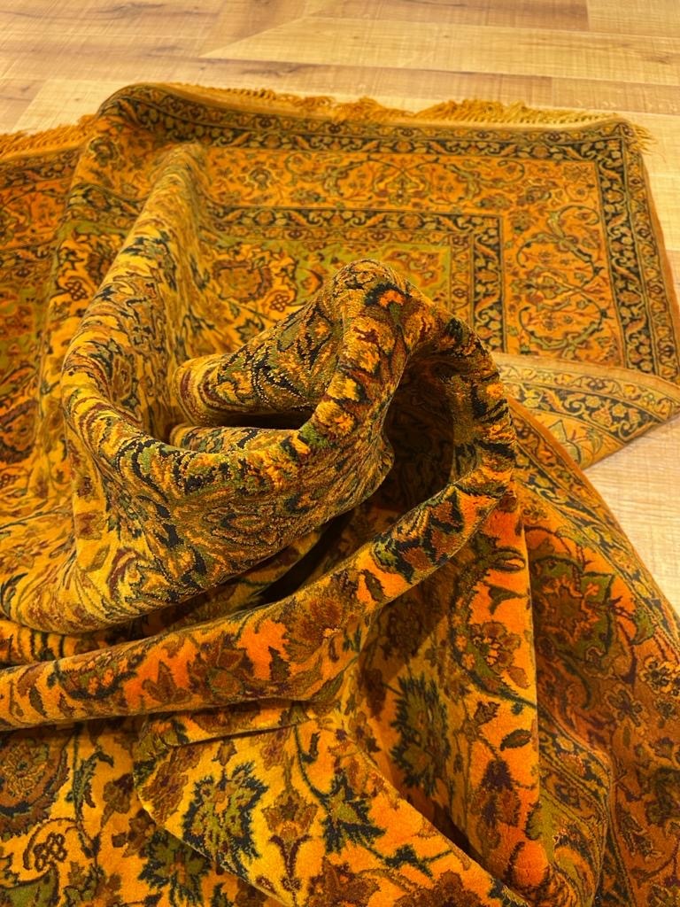 イラン直輸入 ペルシャ絨毯 ナイン産 オールド1980年代 泥染希少作品 152cm×250cm_画像9