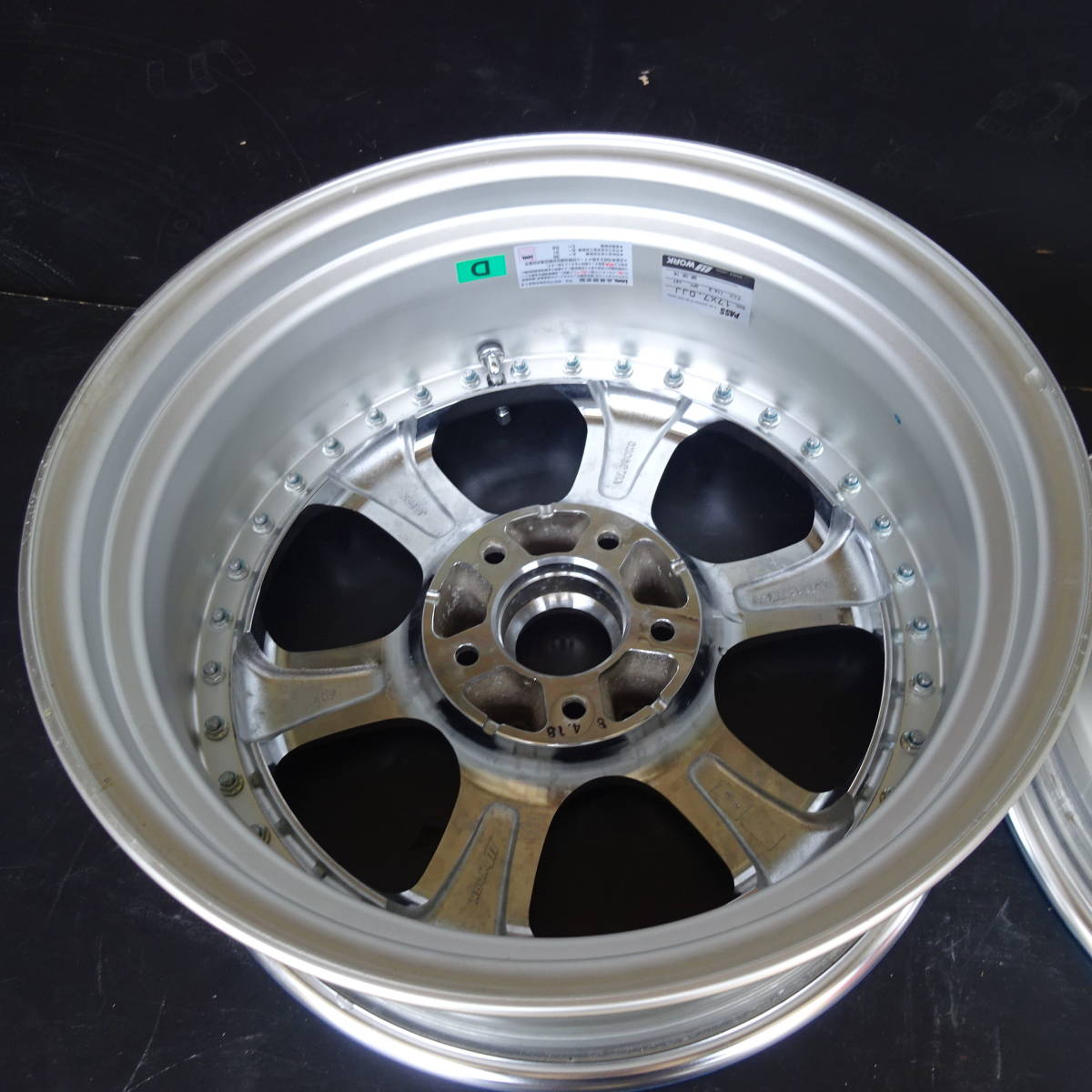 091番当時新品96　2本セット廃版品 ＷＯＲＫ 17×7Ｊ　PCD114.3 OFF＋47ワーク エモーション メッキユーロラインESE SCF ディッシュ系 5穴_画像9