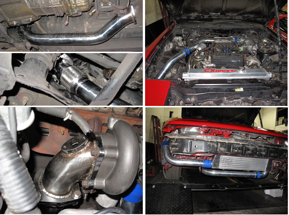 トヨタスープラ　７M-GTEエンジンのT61ターボ、ステンレスエルボー、ダウンパイプ、バー＆プレートインタークーラーキット、新品_画像3