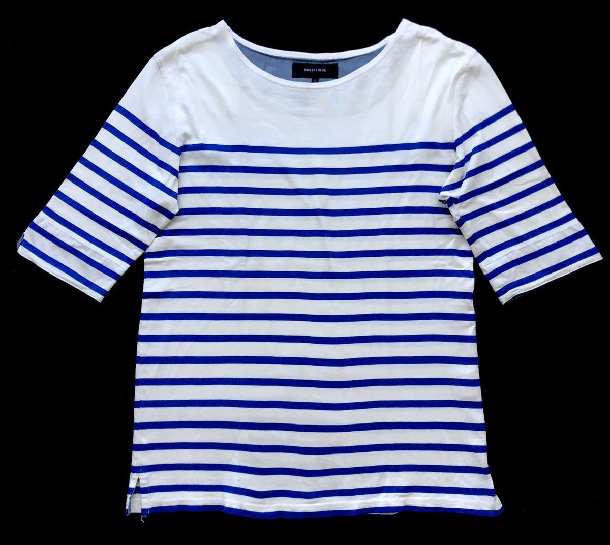 シップスジェットブルー 期間限定キャンペーン 最大60％オフ バスクシャツ ボーダー Tシャツ セレクトブランド 袖ロールアップ JET SHIPS 玉3349 BLUE