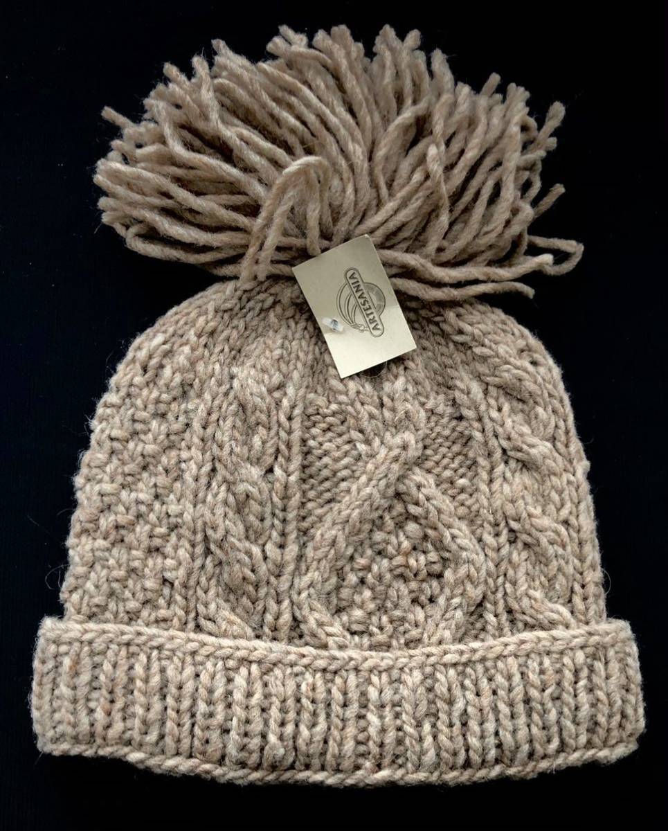  new goods regular price 5060 jpy arte saniapompon knit cap hat knitted cap ARTESANIA unused goods regular price crack wool sphere 3639
