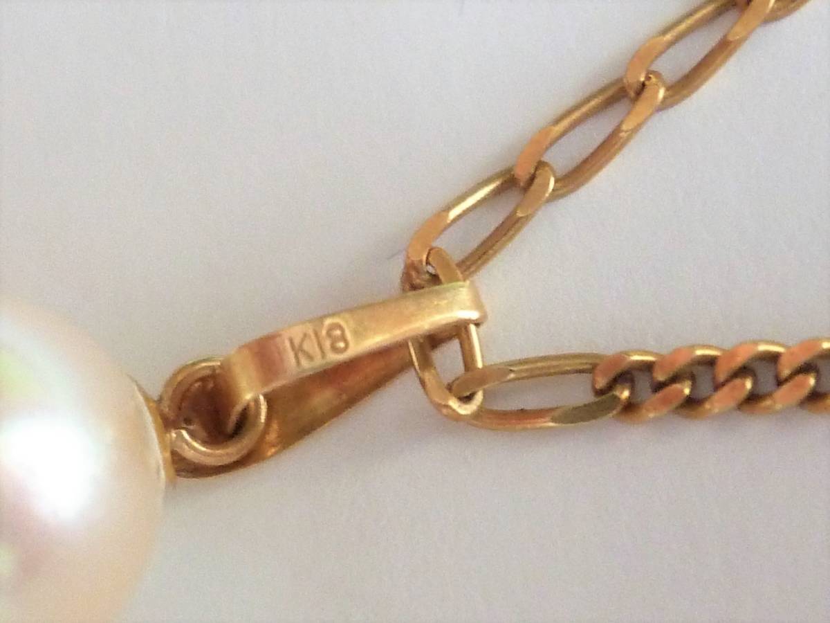 750(1８k ) ヘッド真珠8Φデザインネックレス ネックレス長4０cm 総重量3.4g_18Kの刻印有り