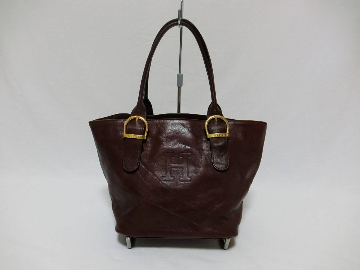 HIROFU Hirofu leather tote bag red tea color 