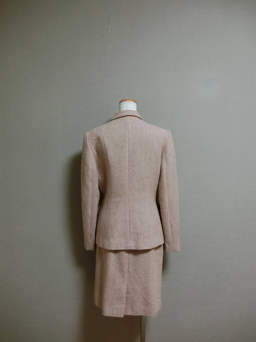 アウトレット 店舗 東京 LANVIN COLLECTION ランバンコレクション 清楚 カシミヤ混 スカート セットアップスーツ ピンクベージュ  ４０ ファッション