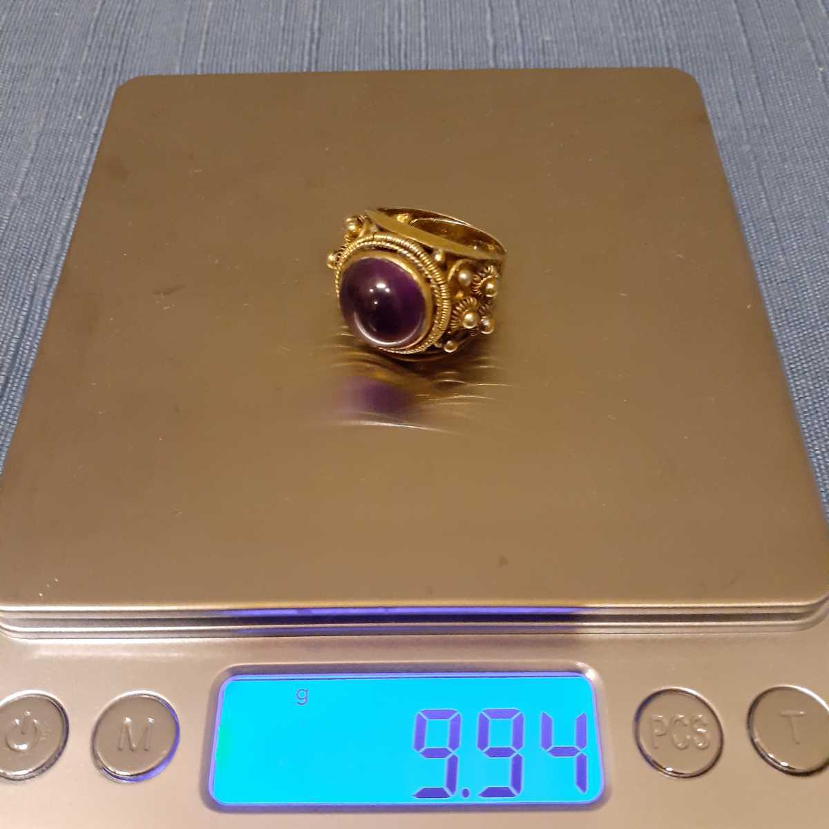 都内で 指輪 アメジスト silver 13~14号 トップ大きさ約1.2cm 約9.94g