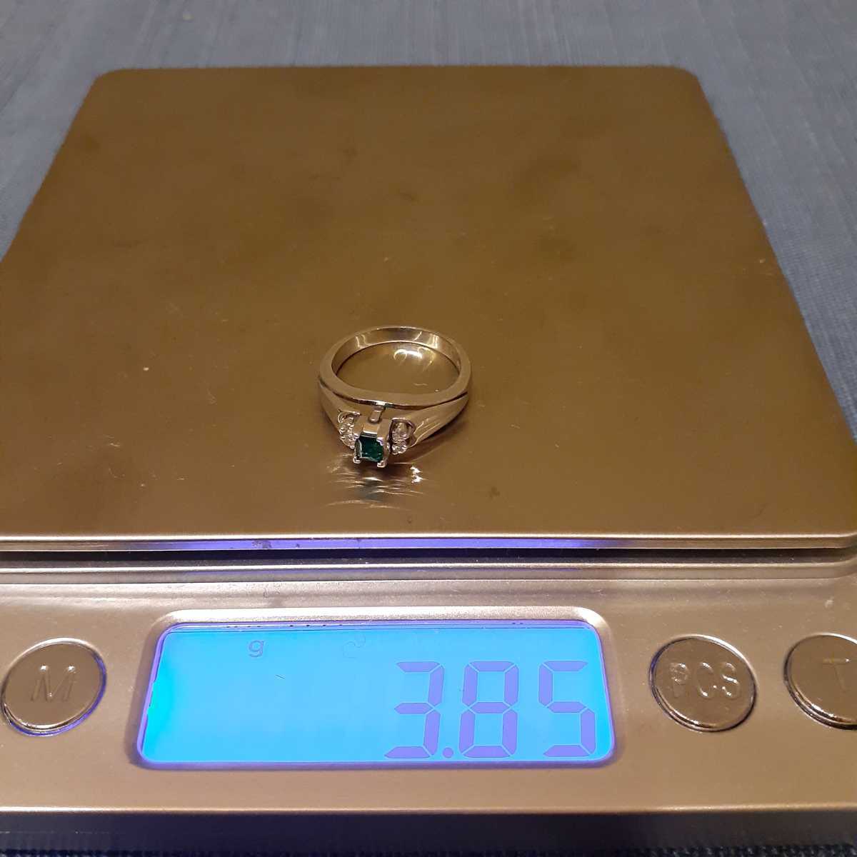エメラルド 指輪 約3.85g PT900 刻印 0.16 約6号 腕時計、アクセサリー