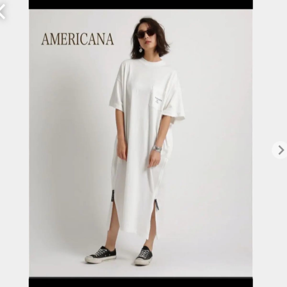 完売AMERICANAアメリカーナ別注 サイドジップ ビッグTシャツワンピース アパルトモンドゥーズィエムクラス マキシワンピース