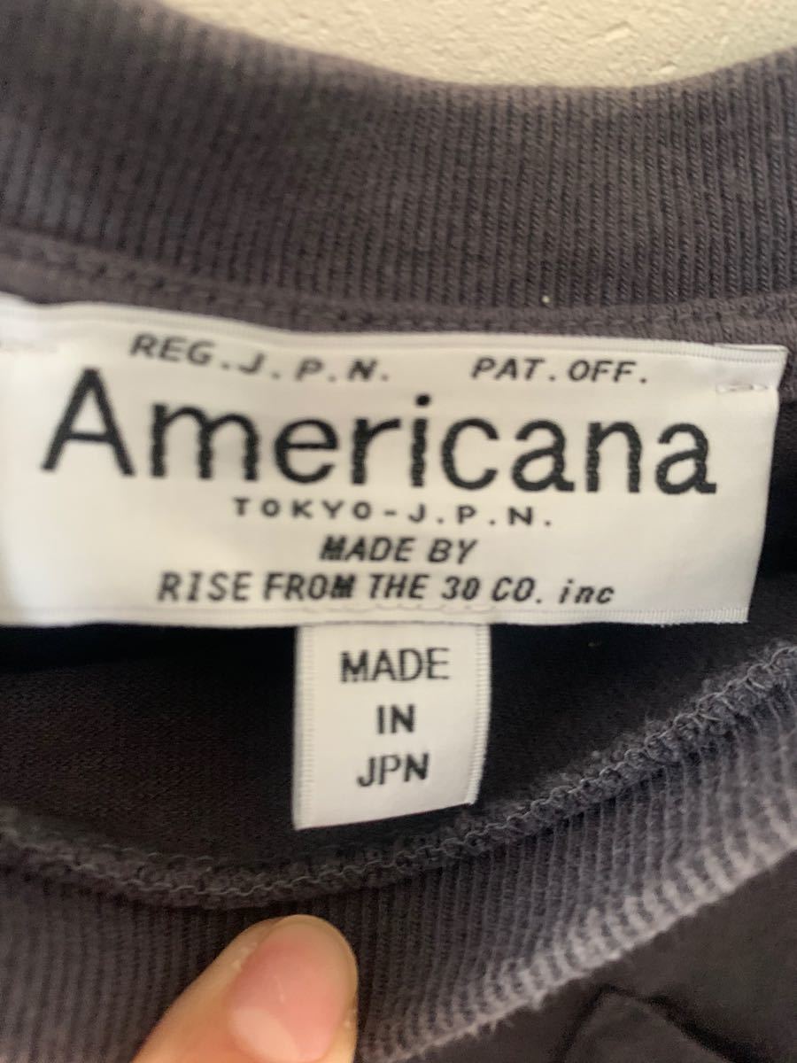 Americana コットンクルーネックヴィンテージ カットソー　日本製 ポケットTシャツ ビッグシルエット WIDETSHIRT