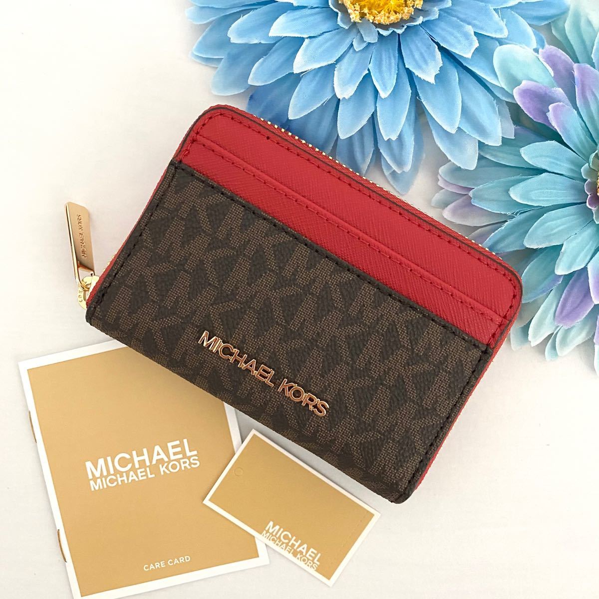 新品☆MICHAEL KORS ブラウン シグネチャー レザー  折り財布