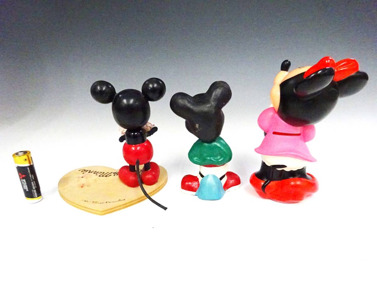 昭和レトロ ディズニー ミッキー置物 ミニー貯金箱 まとめてセット 魅力的な ミッキーマウス ボビングヘッド 首振り人形 キャラクターグッズ