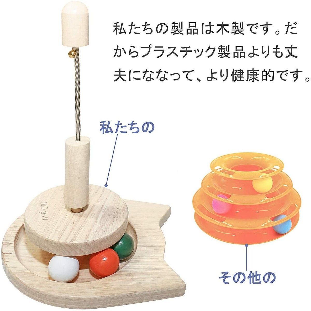 新品未開封 猫 おもちゃ 回転 ボール どんぐり木製 ベル ぐるぐる 猫じゃらし 知育玩具 ナチュラル 運動不足 ストレス解消