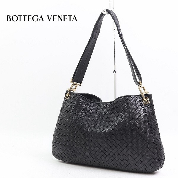 ◆BOTTEGA VENETA/ボッテガヴェネタ イントレチャート レザー 肩掛け ワンショルダー バッグ ブラック
