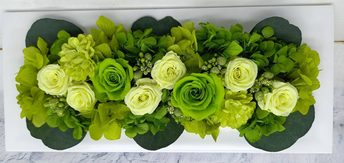 * great special price! price cut! preserved flower frame arrange rectangle green cellophane wrapping birthday Mother's Day marriage festival new building festival *