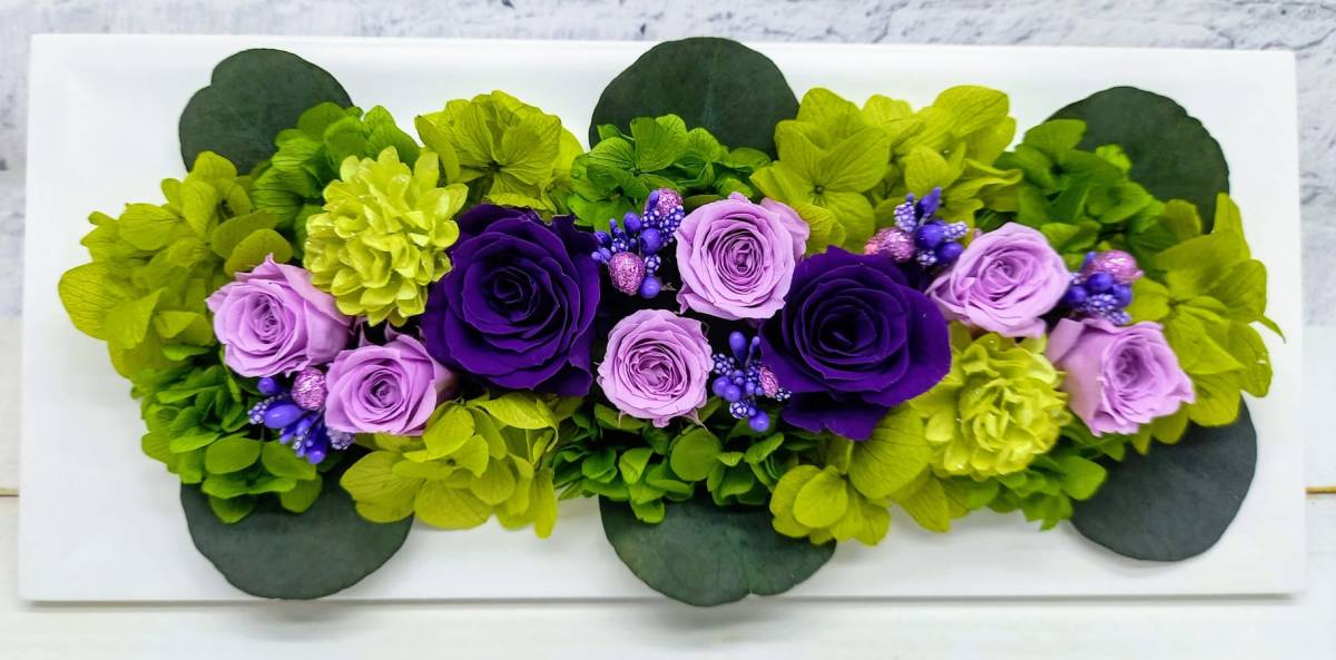 * great special price! price cut! last 1 piece! preserved flower clear case entering frame arrange rectangle purple flower gift .*
