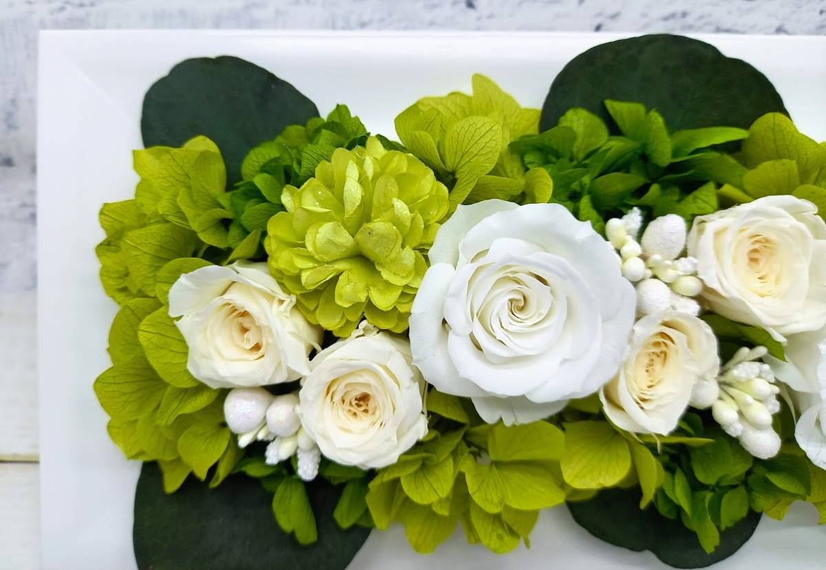 * last 1 piece! great special price! price cut! preserved flower frame arrange rectangle white cellophane wrapping flower gift .*