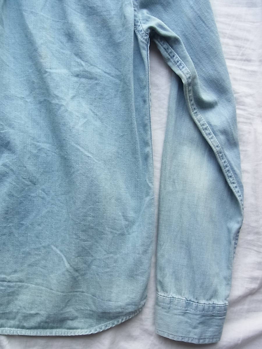 Lee × チャオパニック　ブリーチ加工　デニム素材 ワークシャツ　サイズ M_画像8
