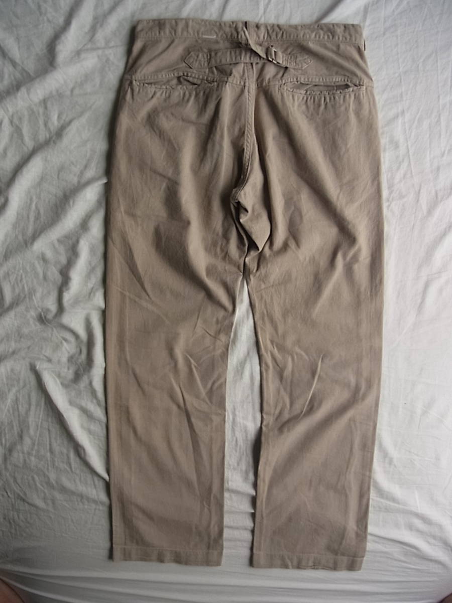 M H L, Margaret Howell cotton silk material sinchi back attaching work pants size S made in Japan gray ju