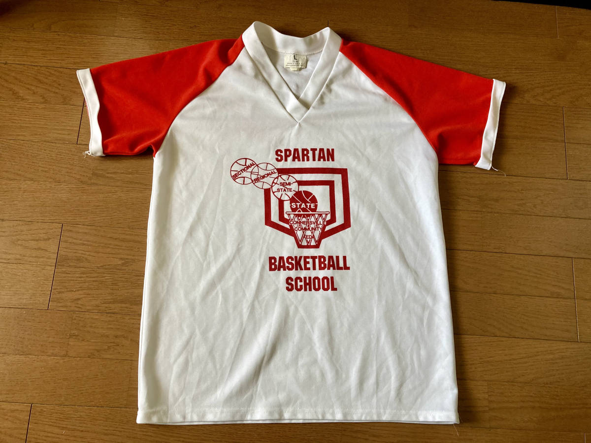 70s 80s USA製 83年 ヴィンテージ SPARTAN バスケットボール バスケ スクール ゲームシャツ Tシャツ ユニフォーム 練習着 / NBAの画像1