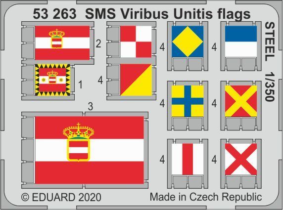 エデュアルド(53263)1/350 フィリブス・ウニティス (SMS Viribus Unitis)用国旗のエッチングパーツ_画像3