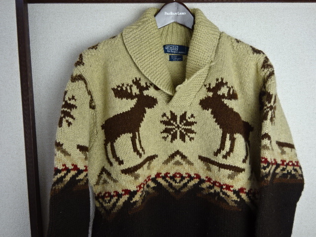 日本に USED美品☆ラルフローレン☆WOOL&SILKショールカラー