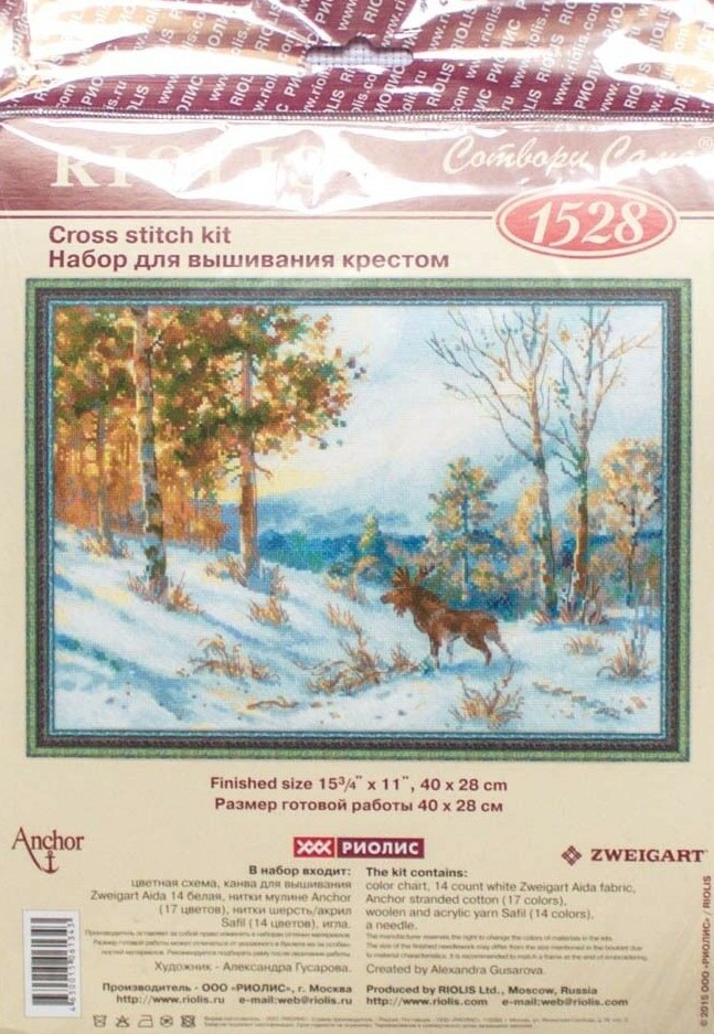 ★　RIOLIS クロスステッチキット 1528 - "Elk in a Winter Forest　after V. L. Muravyov's Painting 冬の森・ヘラジカ_画像2