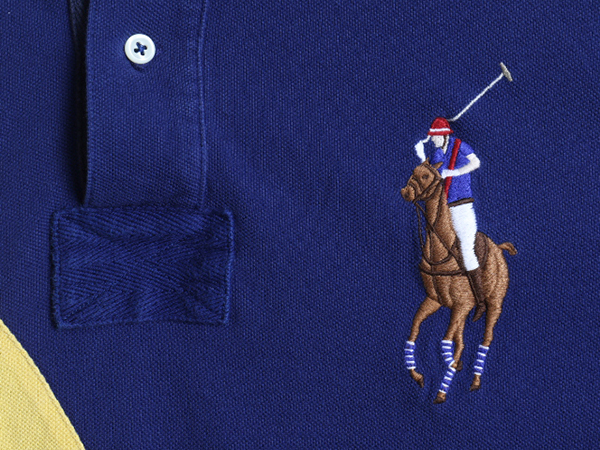 ビッグポニー ■ POLO ポロ ラルフローレン トリコカラー 切替 ラガーシャツ タイプ 鹿の子 半袖 ポロシャツ ( メンズ L ) 古着 半袖シャツ_画像4