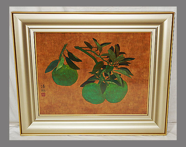 [ genuine work ]# luck . temple law .# summer mandarin orange map amount # also seal attaching # Japan fine art .. -ply .# autograph # frame # Japanese picture #