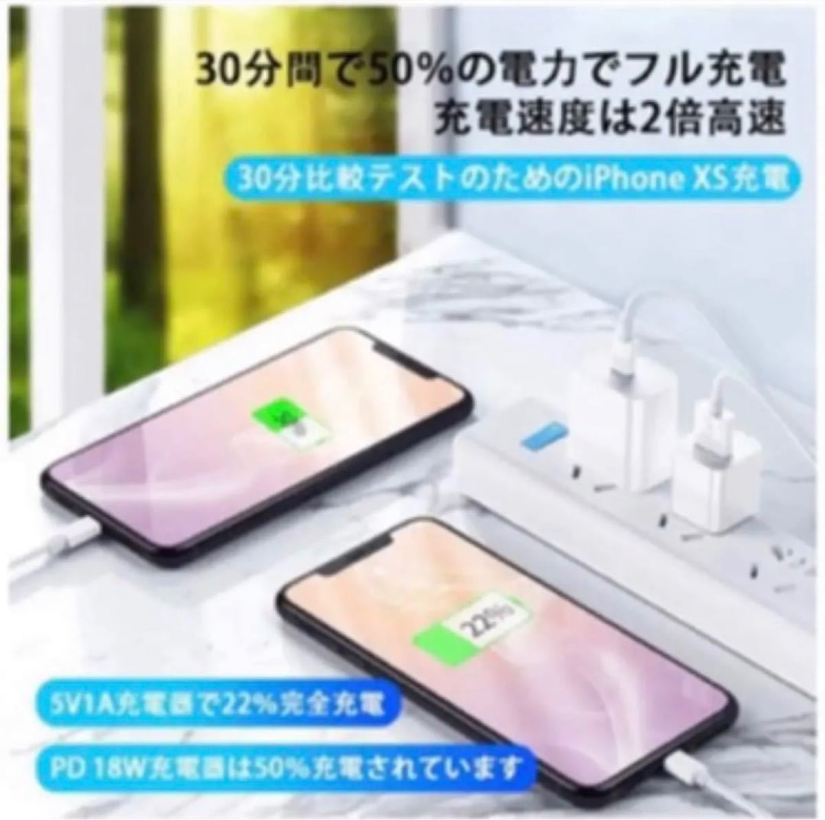  iPhone 急速充電 ケーブル【1m 2本】（白）