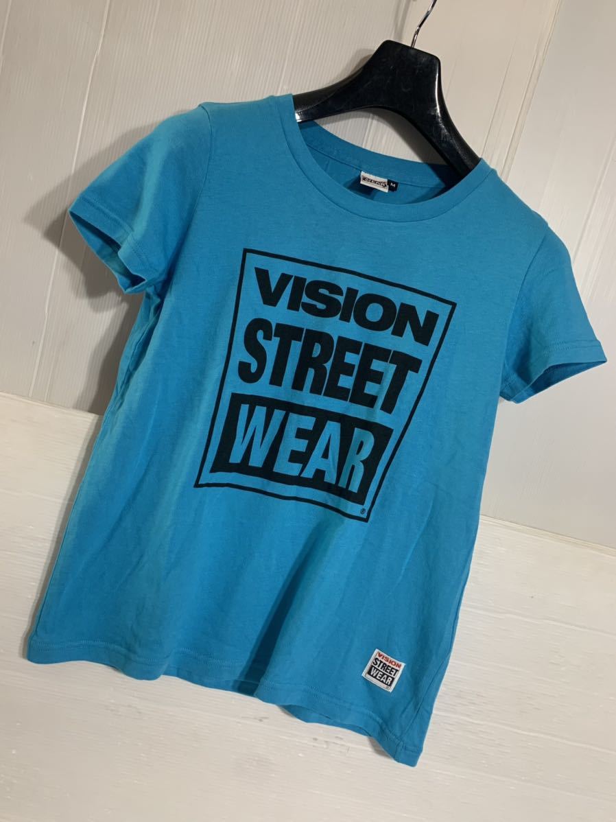 VISION STREET WEAR ビジョン　ヴィジョン　デカロゴ　大　半袖　Tシャツ　ターコイズブルー　M ビジョン　ストリートウェア_画像8