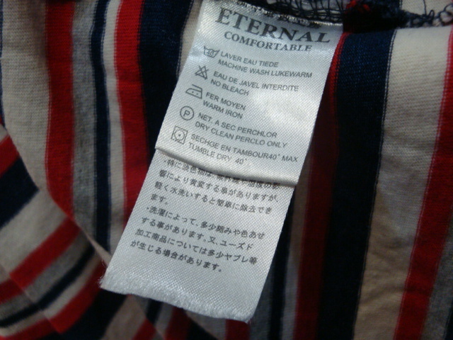 【USED】備中倉敷工房 ETERNAL 倉　インディゴ半袖ボーダーTシャツ　42/LL_画像5