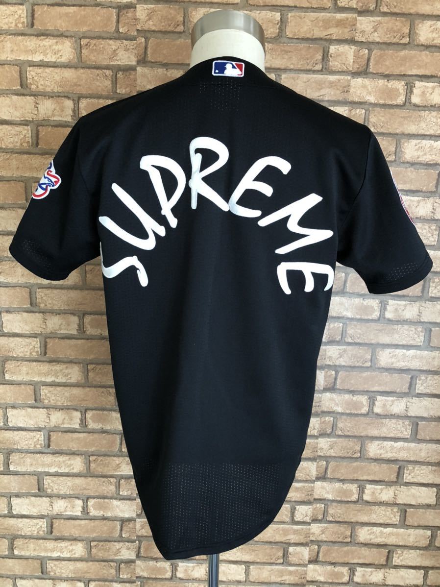 送料無料、即決!美品 SUPREME New York Yankees Majestic Baseball Jersey シュプリーム ヤンキース ベースボール シャツ ブラック S