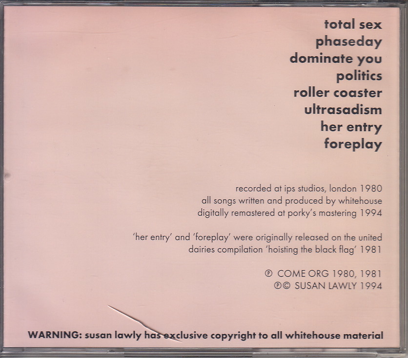 【CD】WHITEHOUSE - Total Sex【1980年2nd/1994年リマスタリング】_画像2
