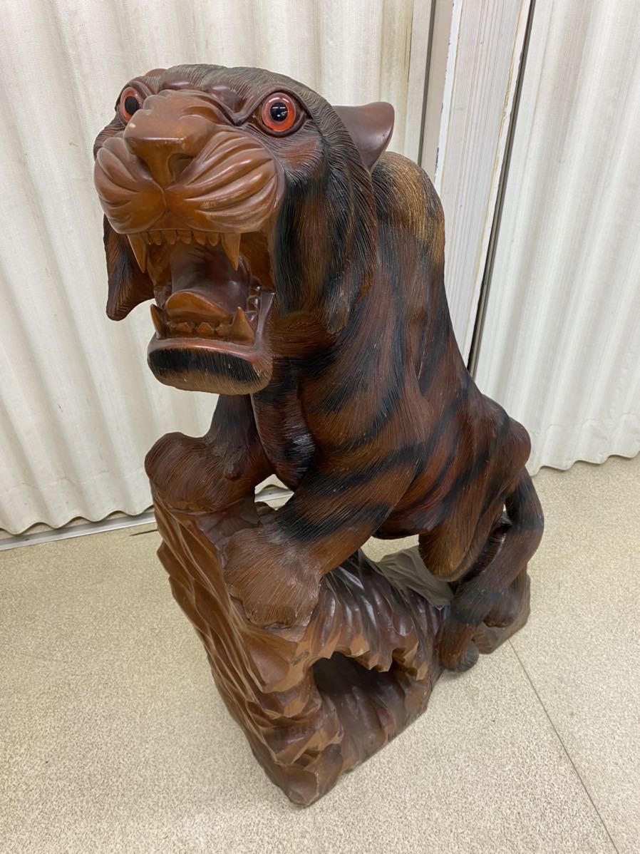 「人気アイテム」  木彫り 虎の置物 置物