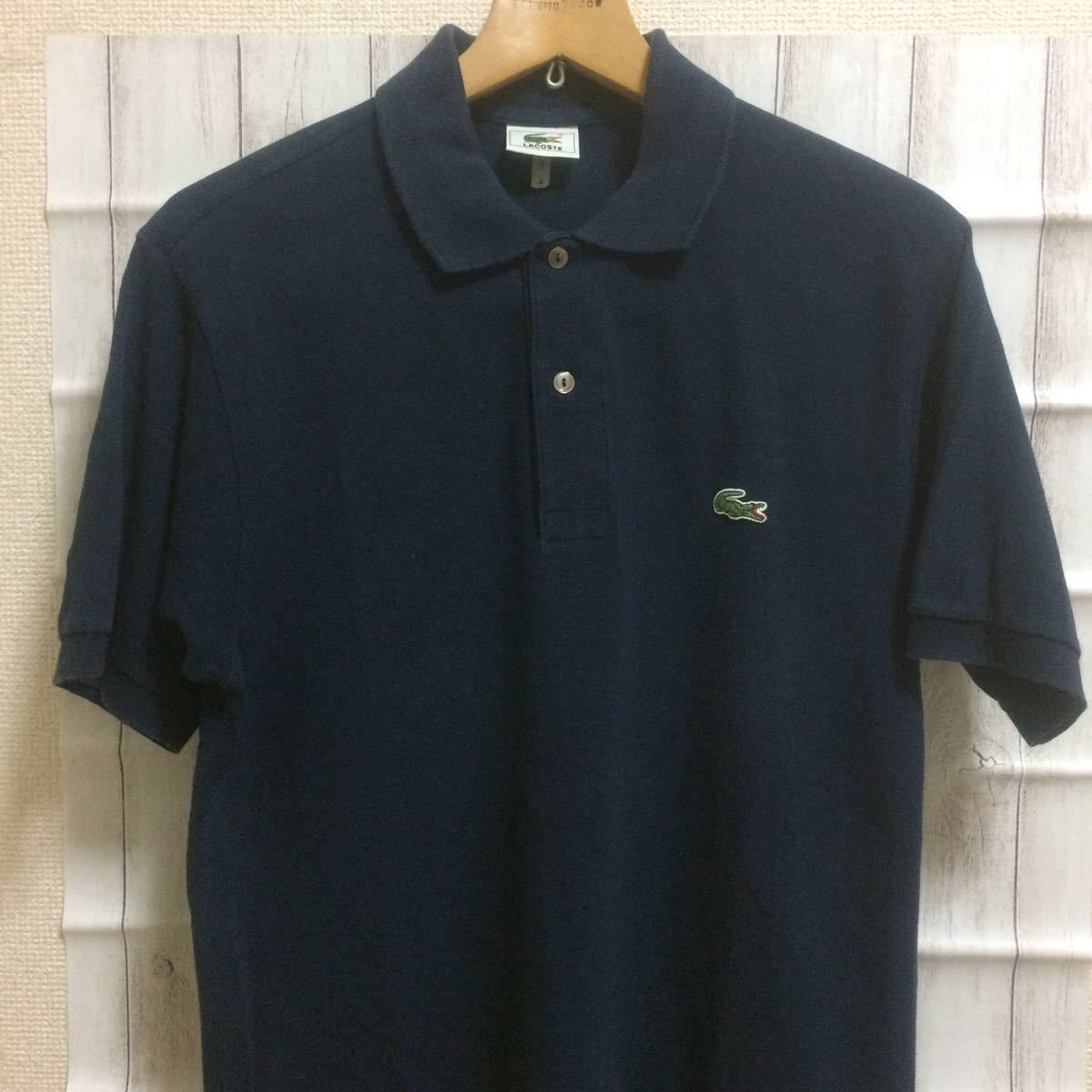 LACOSTE ラコステ ポロシャツ 文字入りワニロゴ 刺繍 L ネイビー LACOSTE ラコステ ポロシャツ 文字入りワニロゴ 刺繍 L ネイビー