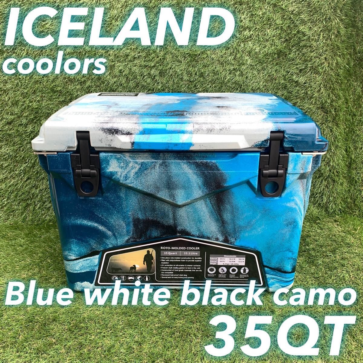別注カラー アイスランドクーラーボックス 35QT ブルーホワイトブラックカモ ハードクーラー 
