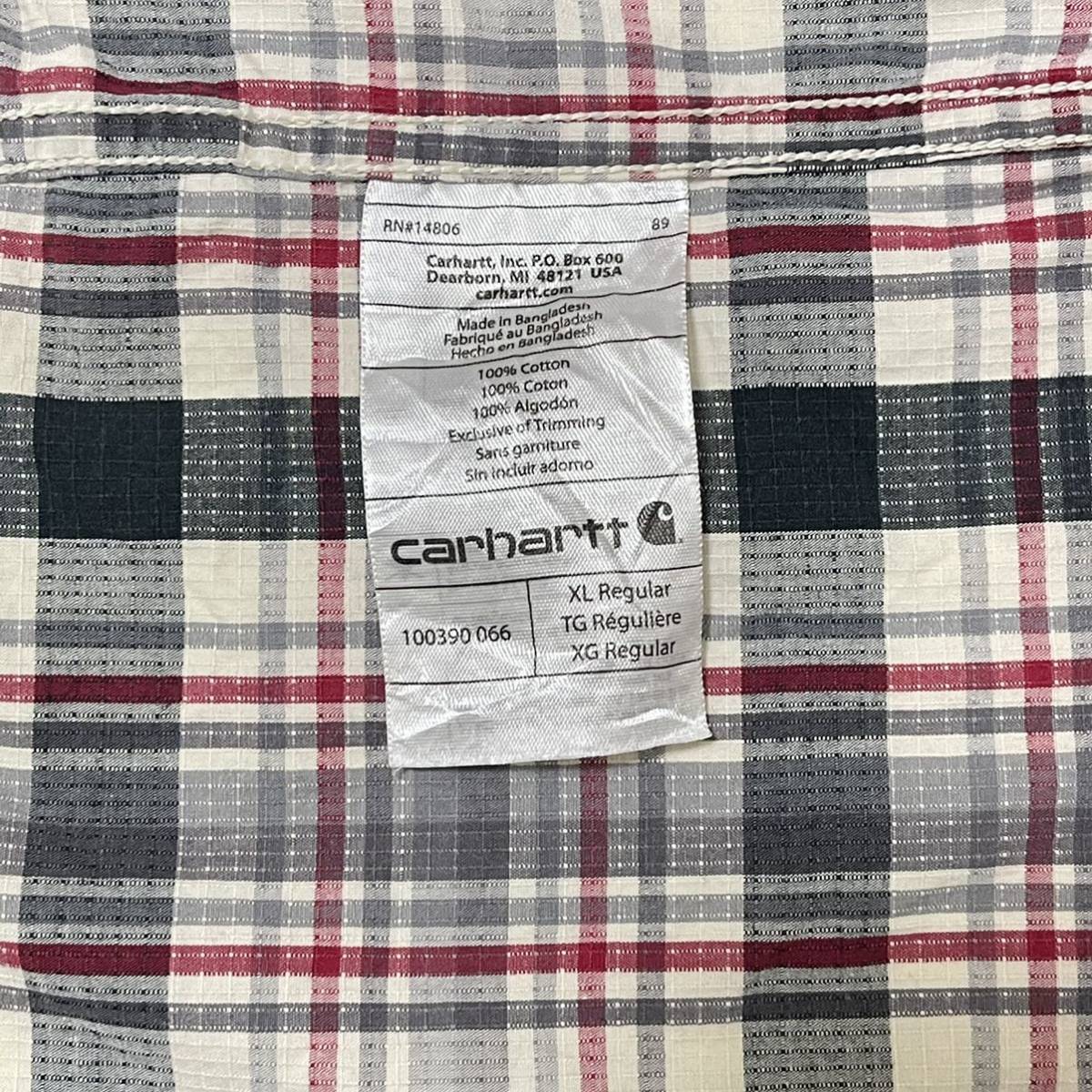 【レアアイテム】 【カーハート】Carhartt 半袖シャツ 刺繍ロゴ チェック柄 チェックシャツ