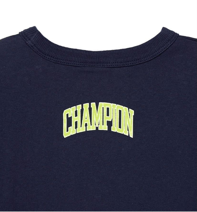 2点新品13880チャンピオンchampion紺ネイビー半袖Tシャツ胸ロゴプリント120cm夏綿100%ユニセックス男女兼用キッズジュニア通園通学アメカジ_画像2