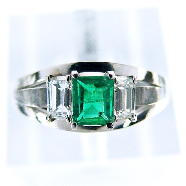Pm * platinum ring ring * emerald 0.27ct 5 month diamond 0.32ct 4 month birthstone 14 number present popular simple [ used ]/s01071