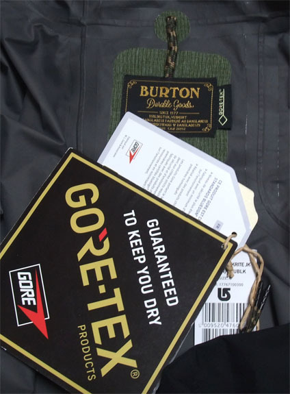 BURTON バートン GORE-TEX パックライト ジャケット ゴアッテクス レイン 合羽 S 緑 グリーン 登山 マウンテンパーカ_画像5