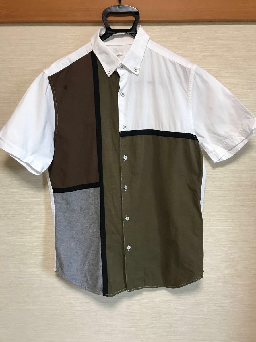 タケオキクチ　マルチパターン　ボタンダウンシャツ　半袖　メンズXL