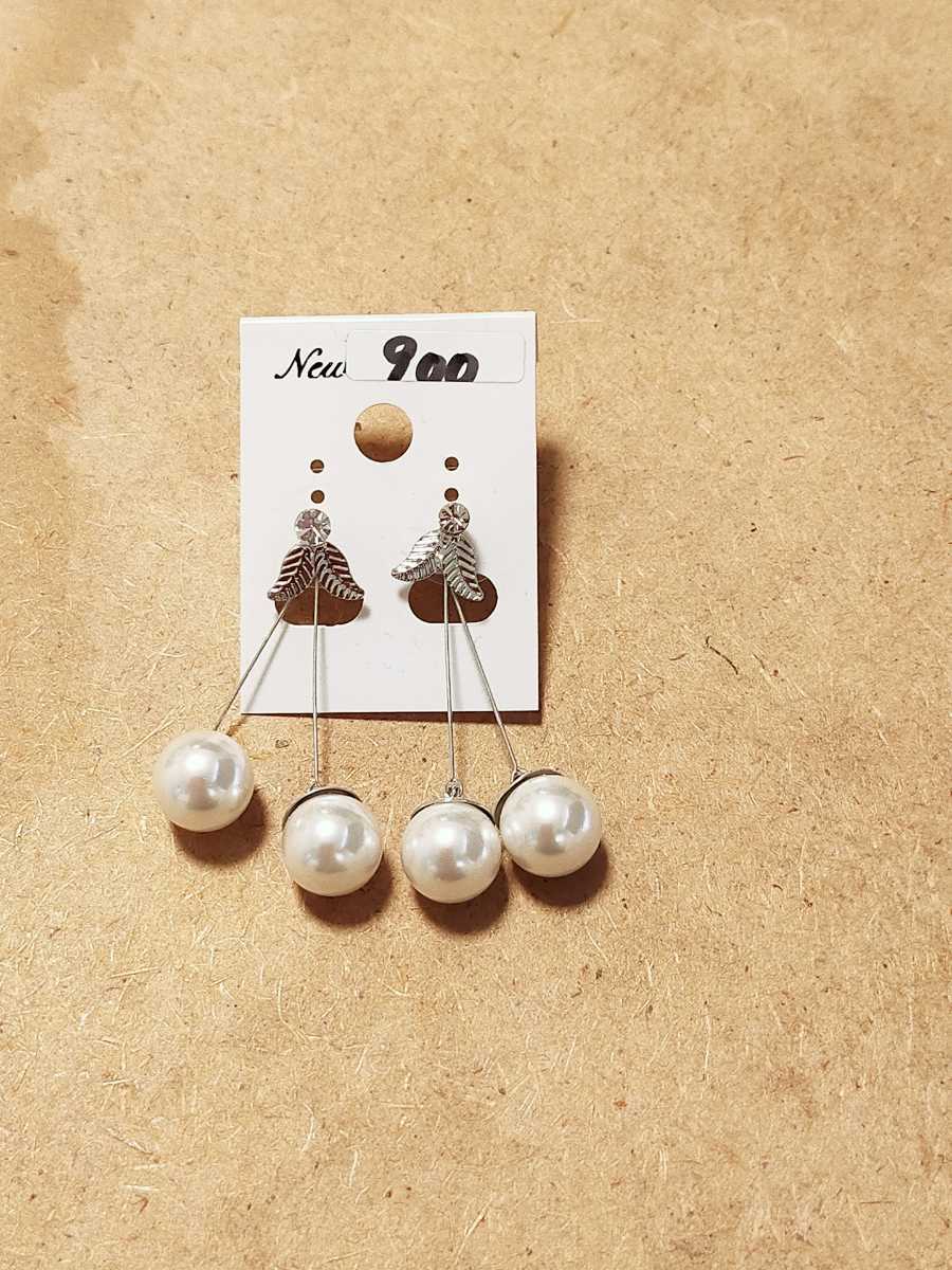 [ lease type plate . pearl. long earrings!] fashion / accessory / jewelry / earrings / pink / simple / rhodium plating / silver 