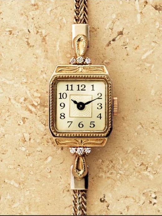 アガット agete CLASSIC スクエアフェイス K10 ダイヤモンド 腕時計  美品 ブレスレット