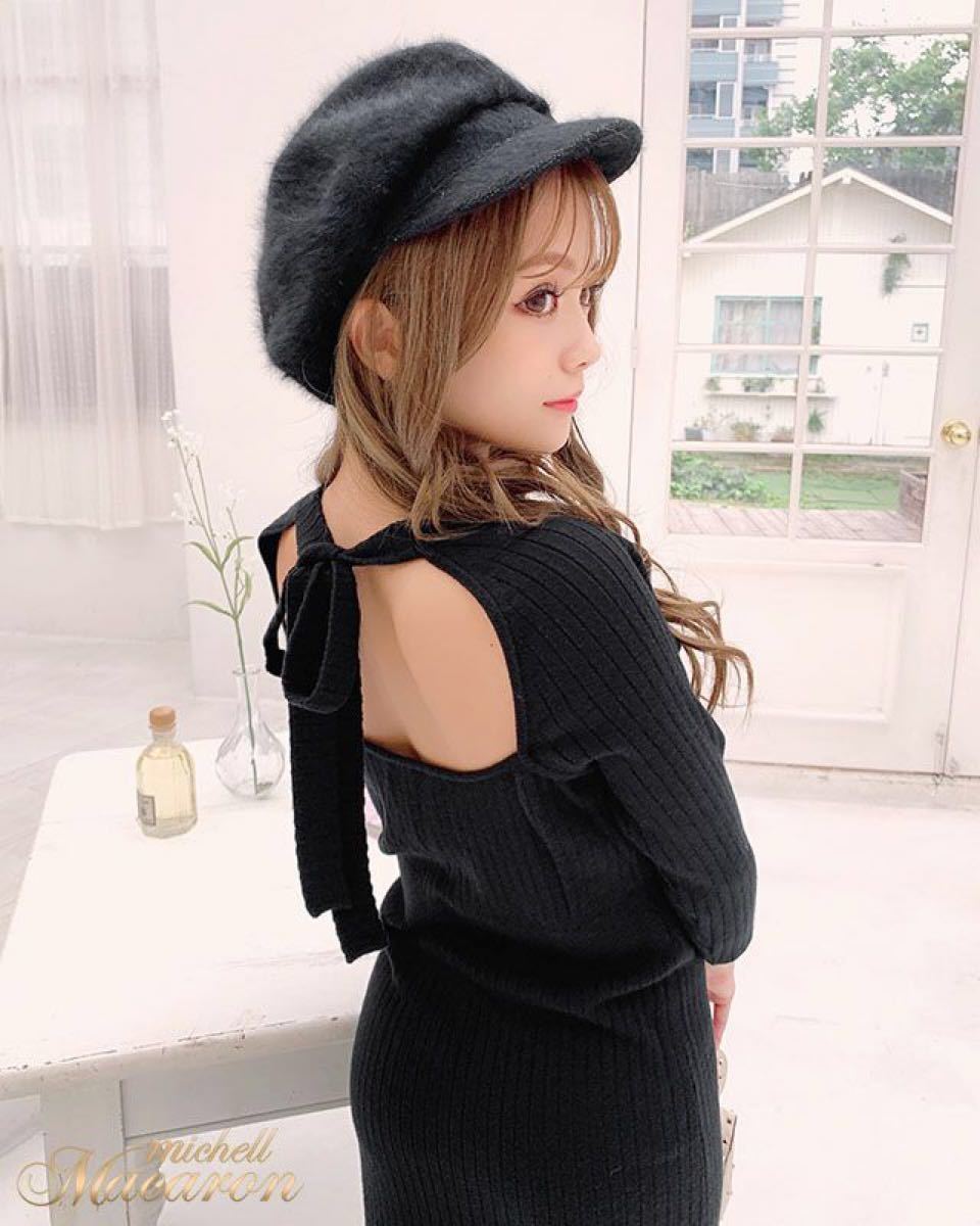 ミシェルマカロン 美品 バックリボンニットワンピース タイト ミシェルマカロン 美品 バックリボンニットワンピース タイト