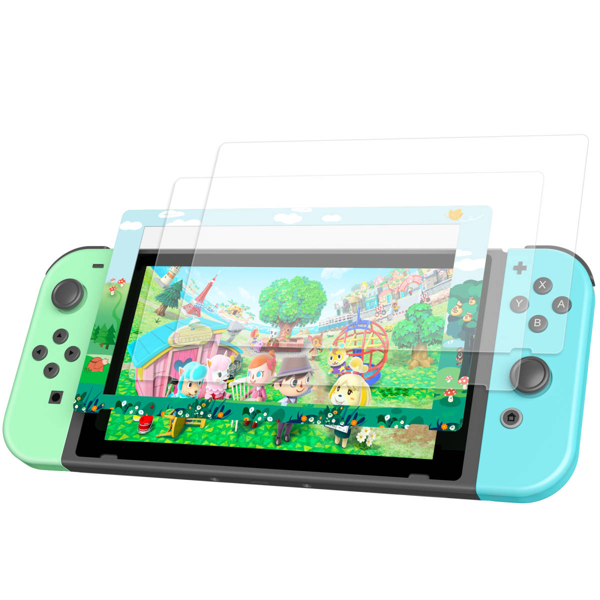 1168 | Nintendo Switch どうぶつの森 スクリーンプロテクター 保護強化ガラスフィルム(3枚組) ★パルク品 在庫処分_画像2